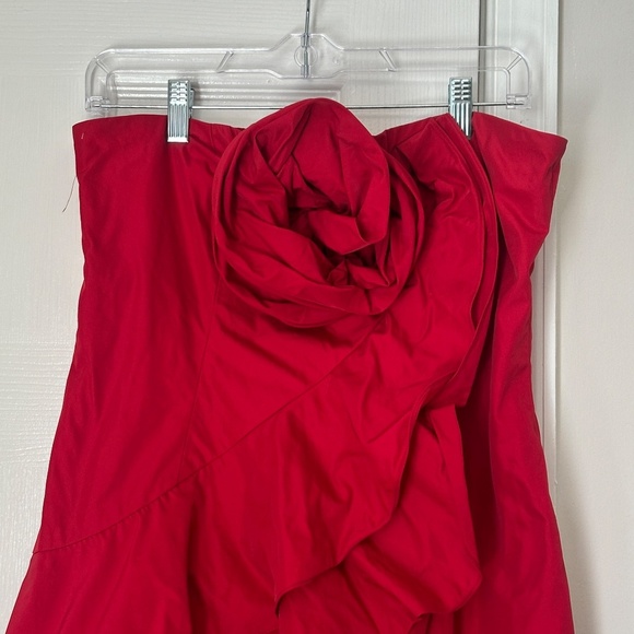 Pearl By Georgina Chapman of Marchesa Red Rosette Formal Cocktail Dress Size 12 - Picture 2 of 6